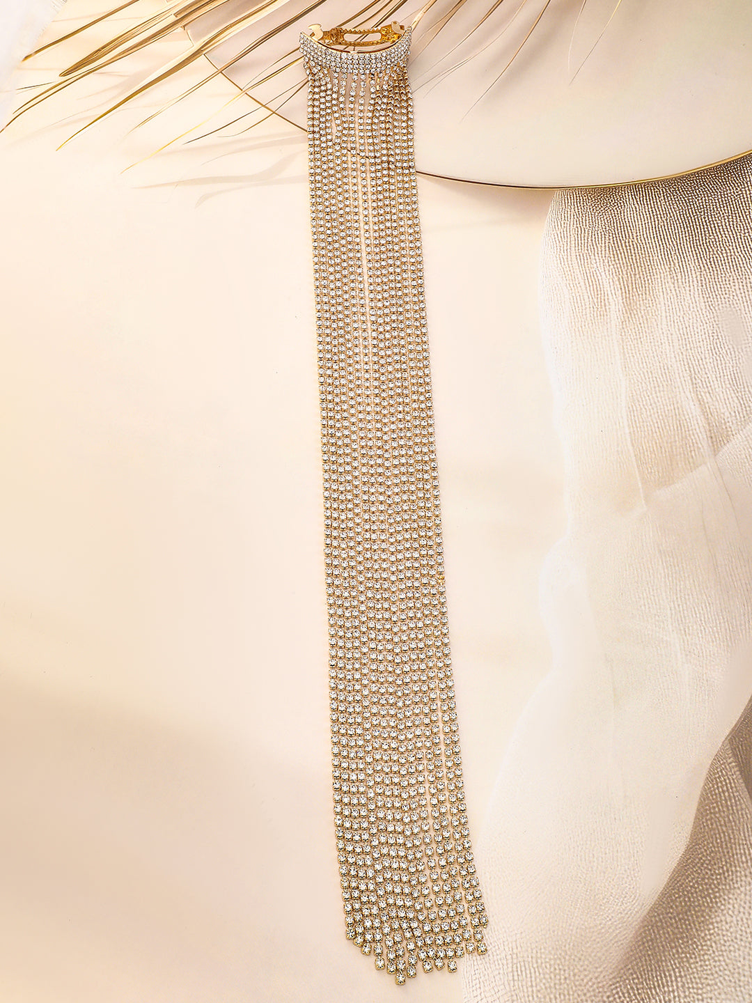 Rubans Voguish Silver Shimmery Long Fringe Rubberband Gold