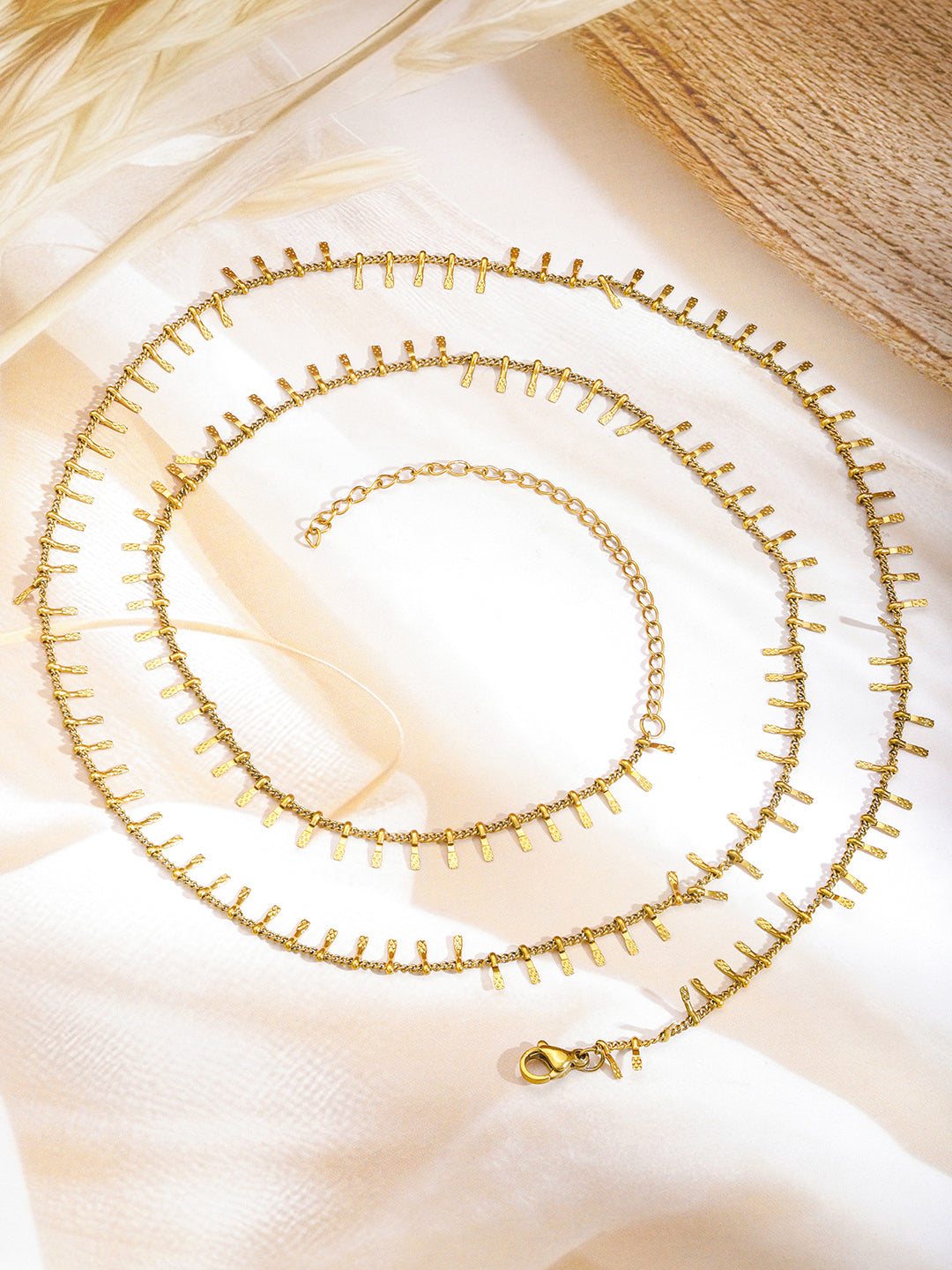 【Rubans】 18K Gold-Plated Stainless Steel Waist Chain with Dangling Bar Detailing｜18K ゴールドメッキ ステンレス ウエストチェーン（バーチャーム）