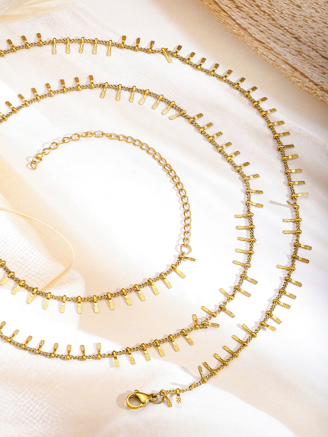 【Rubans】 18K Gold-Plated Stainless Steel Waist Chain with Dangling Bar Detailing｜18K ゴールドメッキ ステンレス ウエストチェーン（バーチャーム）