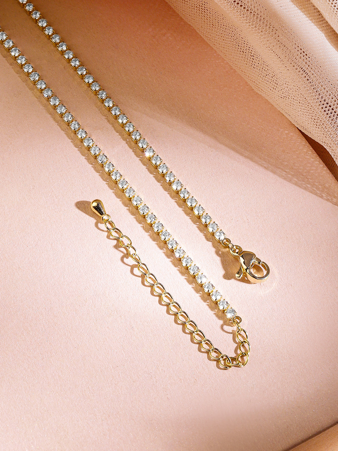 Radiant Diva American Diamond Zirconia Studded Necklace フリーサイズ