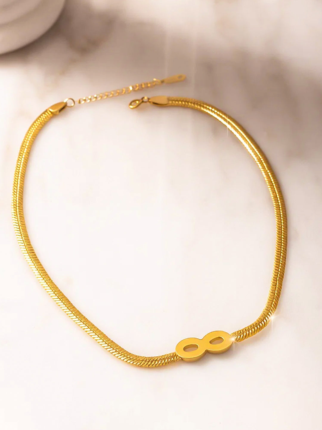 Infinity Gold Toned Snake Chain Necklace フリーサイズ