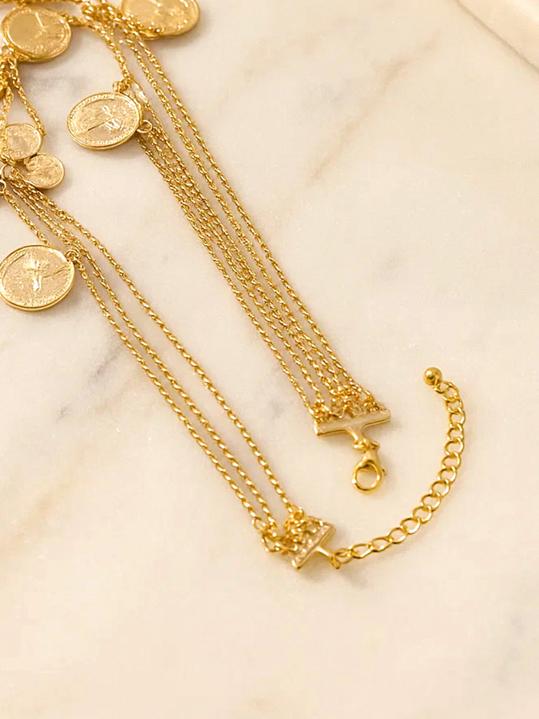 【Rubans】 Gold Beaded Coin Motif Layered Necklace｜ゴールド ビーズ コインモチーフ レイヤード ネックレス