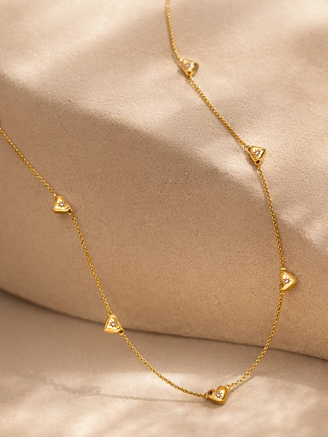 Demi Fine 18K Gold Plated Stainless steel Mini Heart Charm Crystal Necklace Length - 20.5 cm