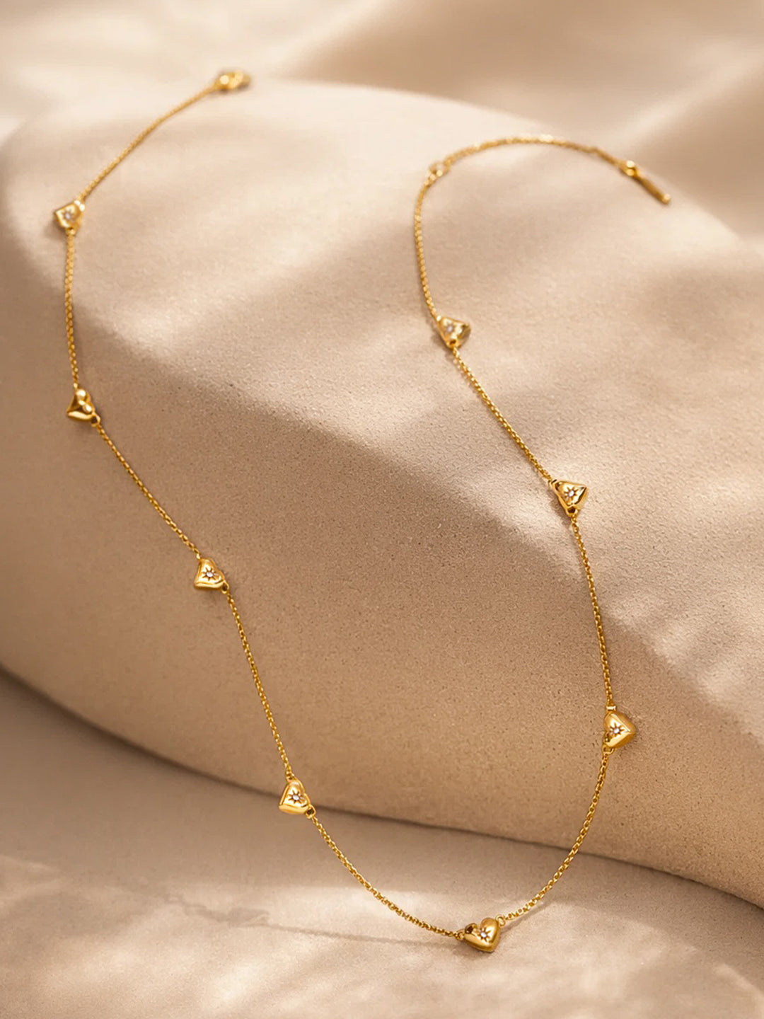 Demi Fine 18K Gold Plated Stainless steel Mini Heart Charm Crystal Necklace Length - 20.5 cm