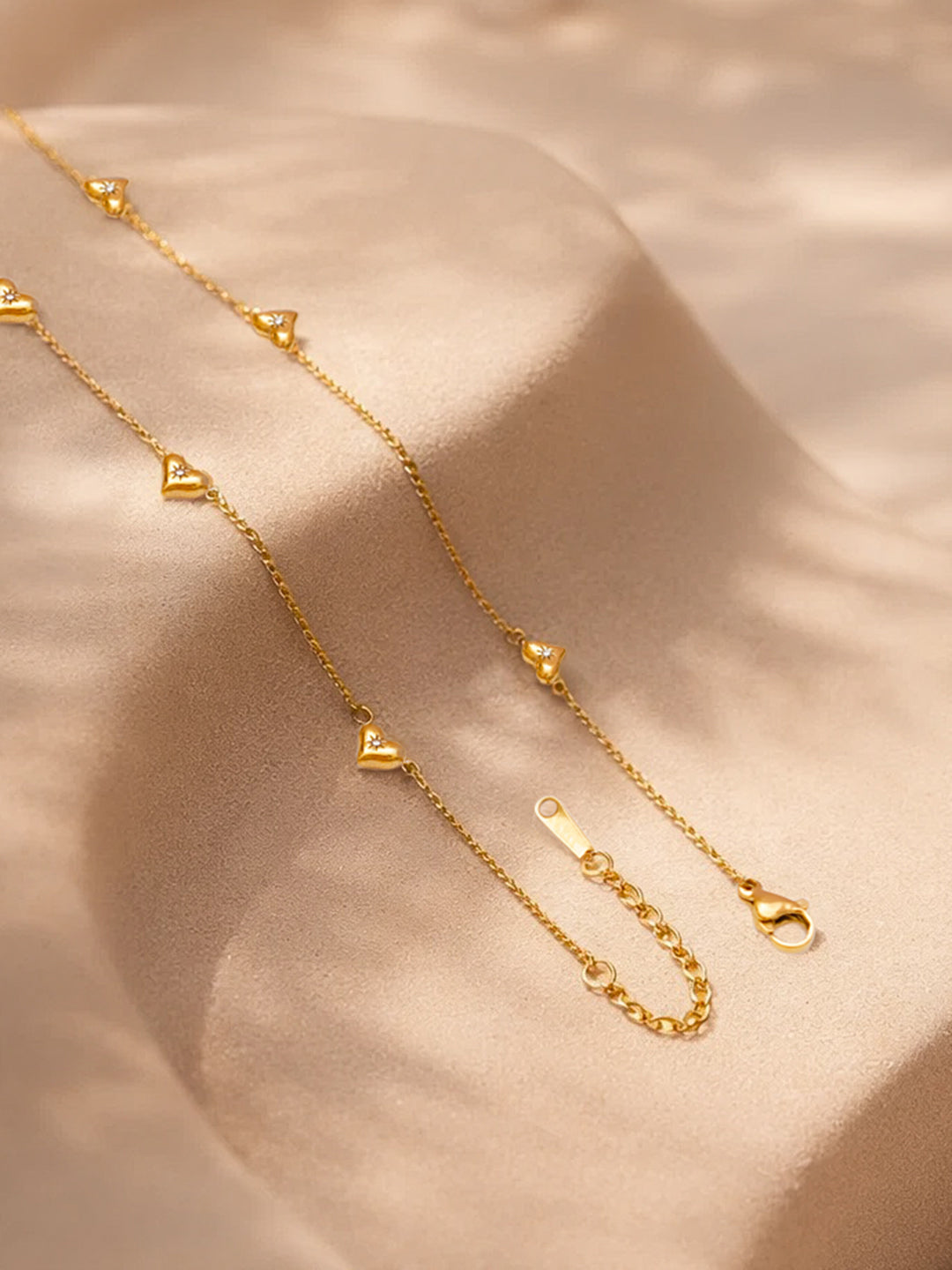 Demi Fine 18K Gold Plated Stainless steel Mini Heart Charm Crystal Necklace Length - 20.5 cm