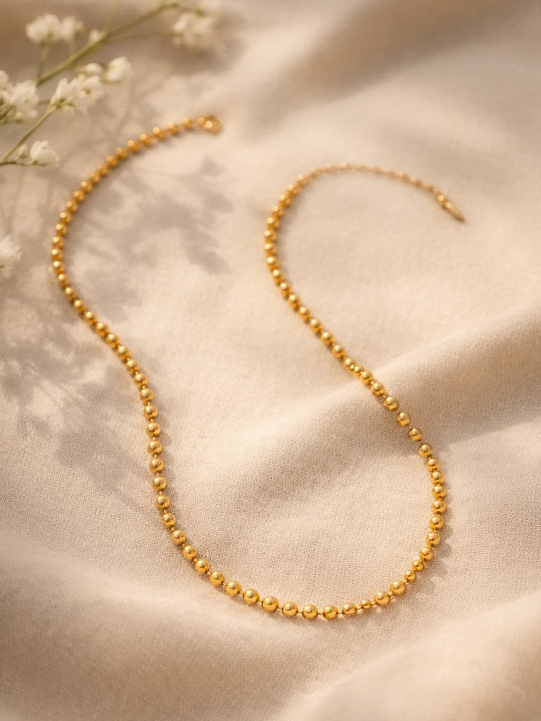 Demi Fine 18K Gold Plated Stainless steel Beaded Chain Necklace Length - 20 cm