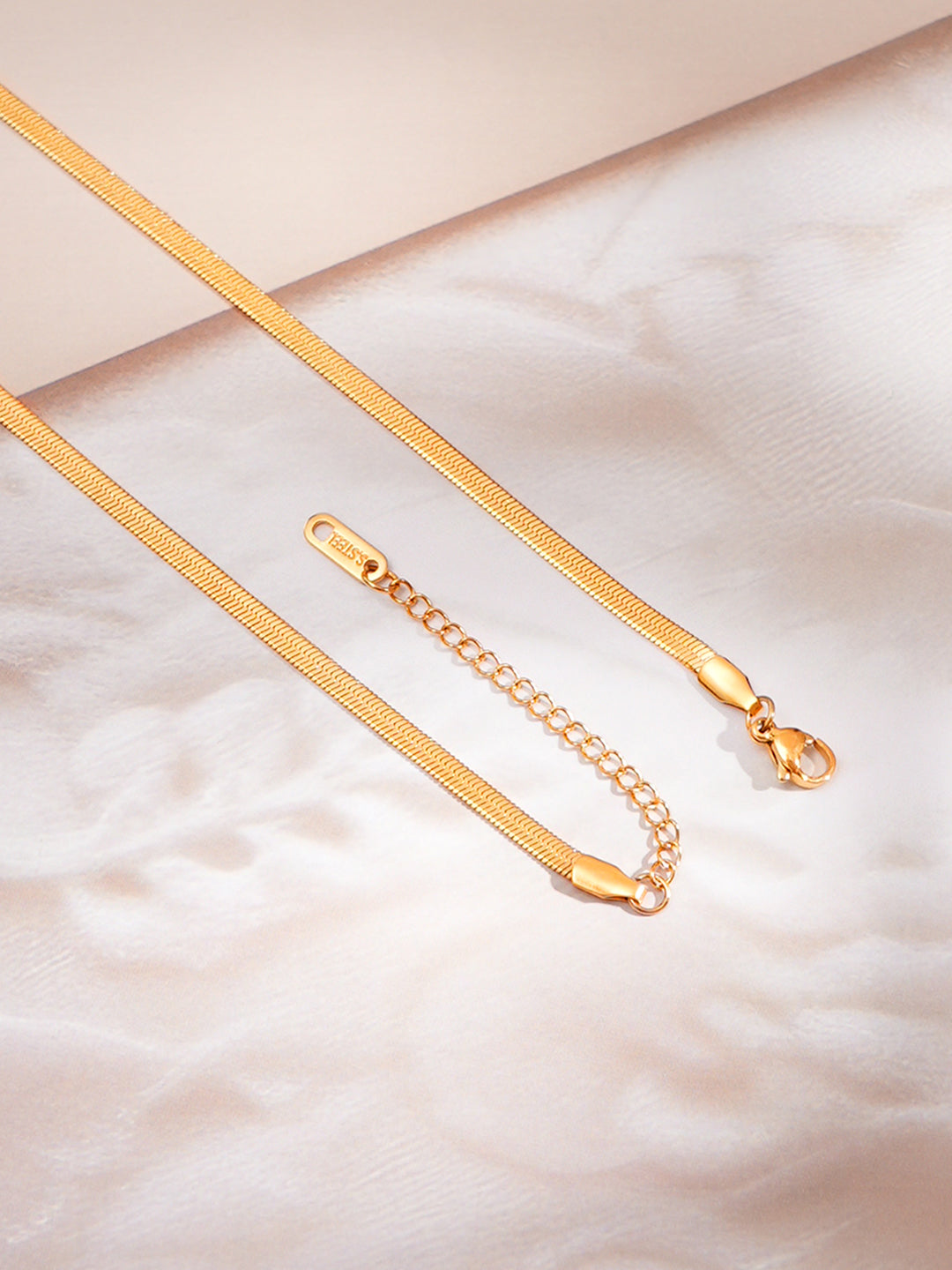 Demi Fine 18K Gold Plated Stainless steel Emerald Oval Snake Chain Necklace Length - 39 cm