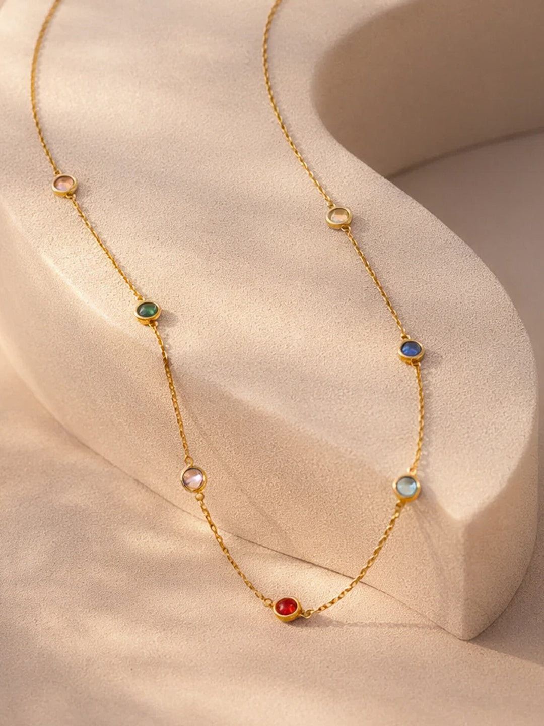 Demi Fine 18K Gold Plated Stainless steel Multi-Zircon Charm Chain Necklace Length - 40 cm