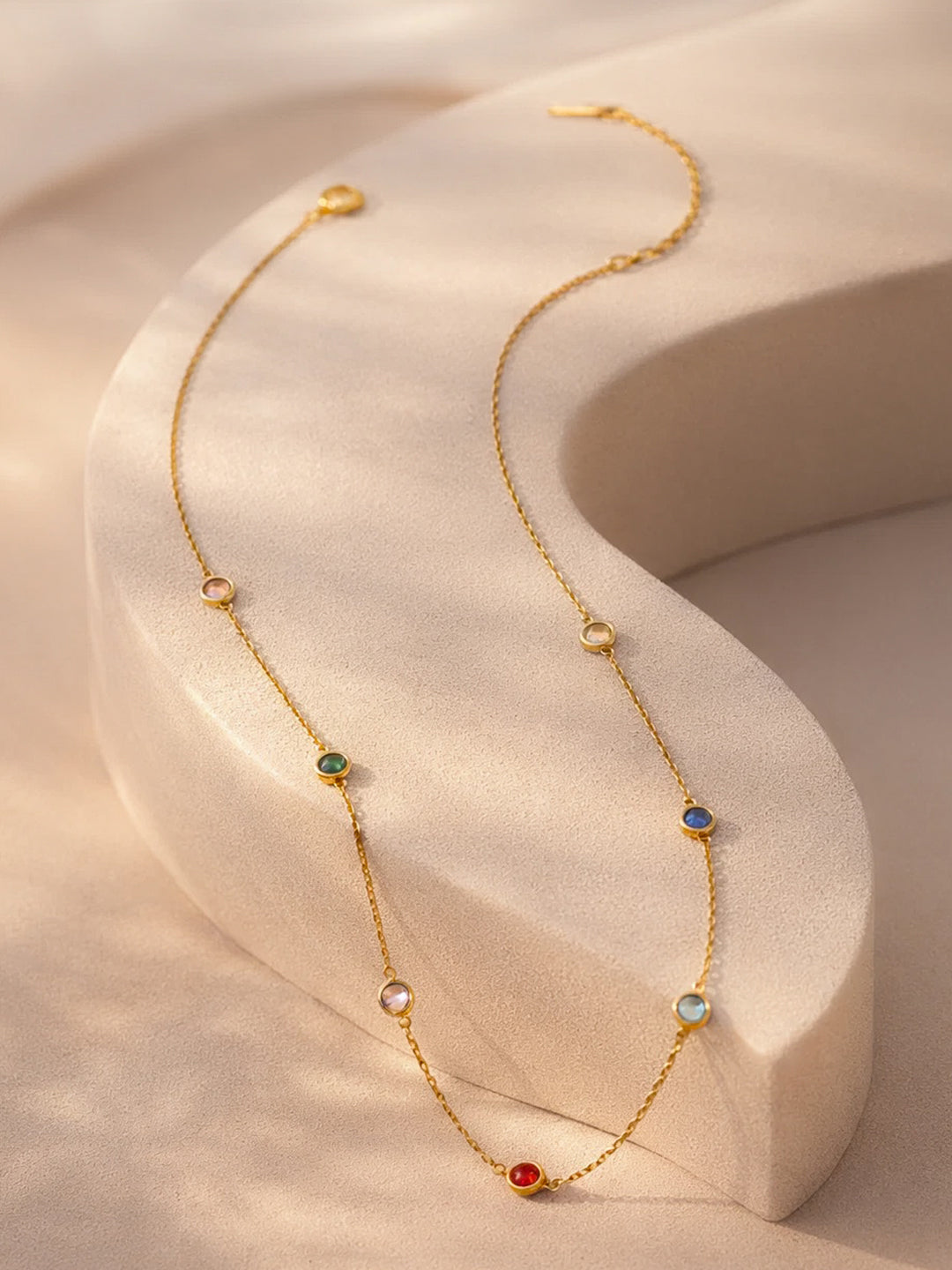 Demi Fine 18K Gold Plated Stainless steel Multi-Zircon Charm Chain Necklace Length - 40 cm
