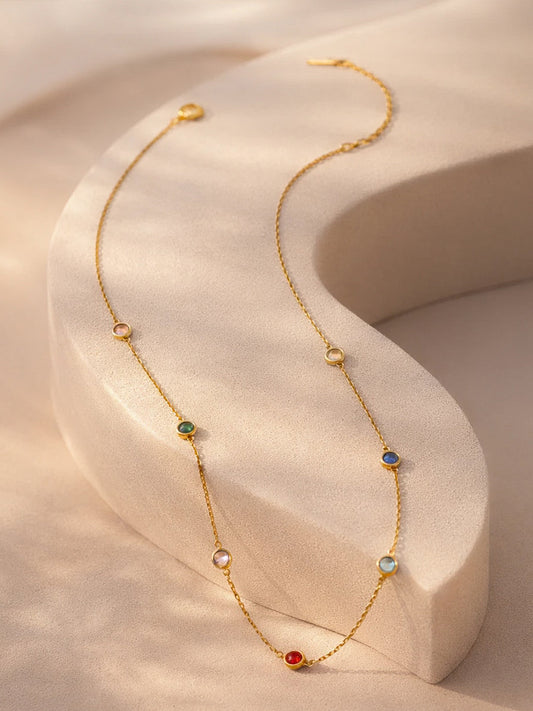Demi Fine 18K Gold Plated Stainless steel Multi-Zircon Charm Chain Necklace Length - 40 cm