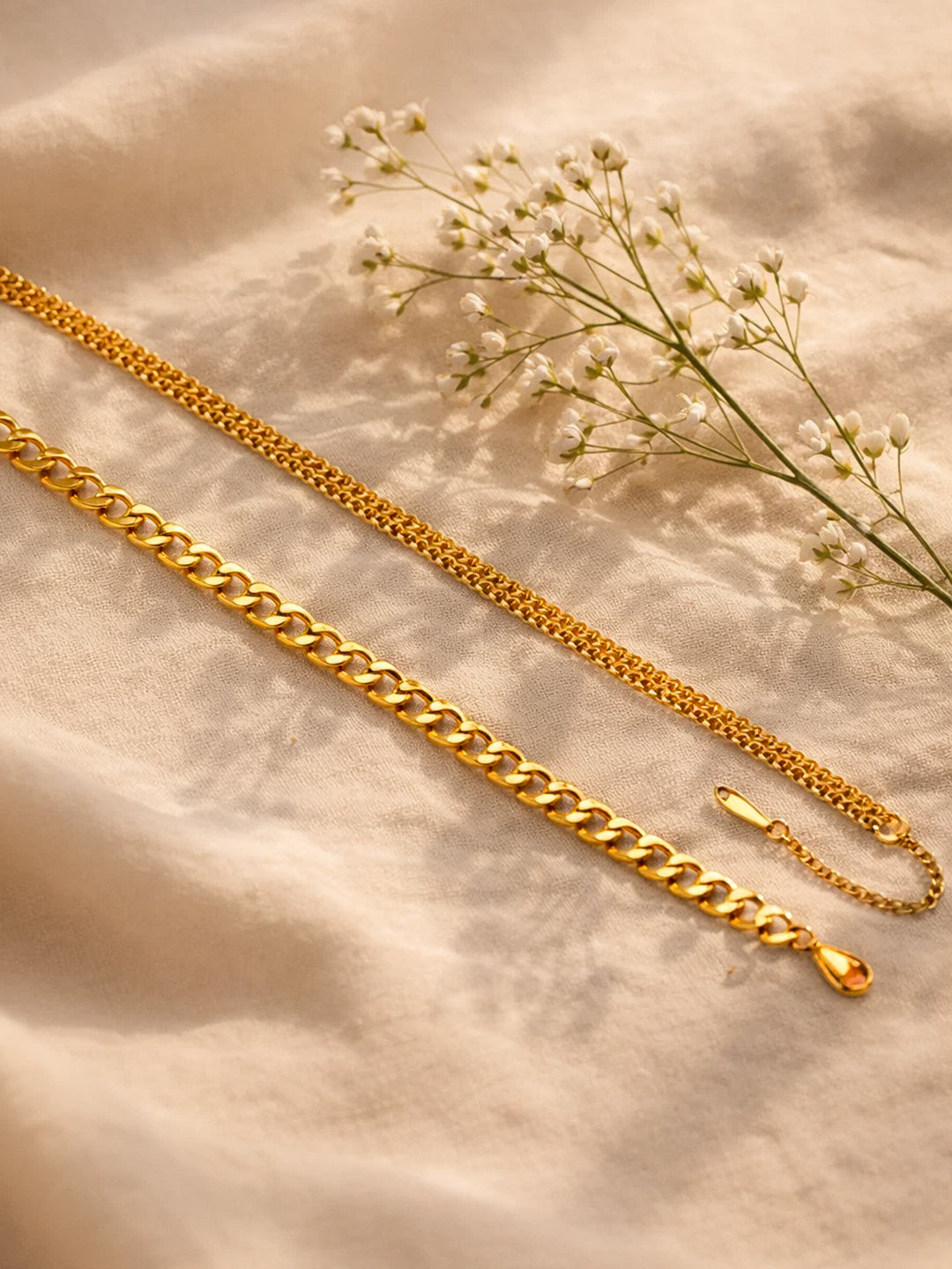 Demi Fine 18K Gold Plated Stainless steel Chunky Curb Chain Emerald Necklace Length - 18.7 cm