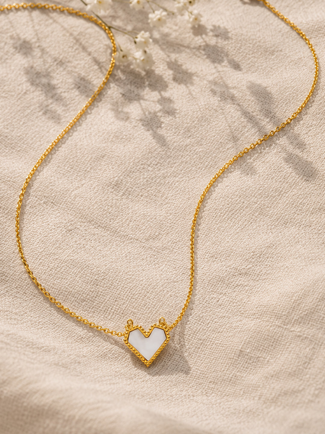 Demi Fine 18K Gold Plated Stainless steel Enamel Heart Pendant Chain Necklace Length - 21.2 cm