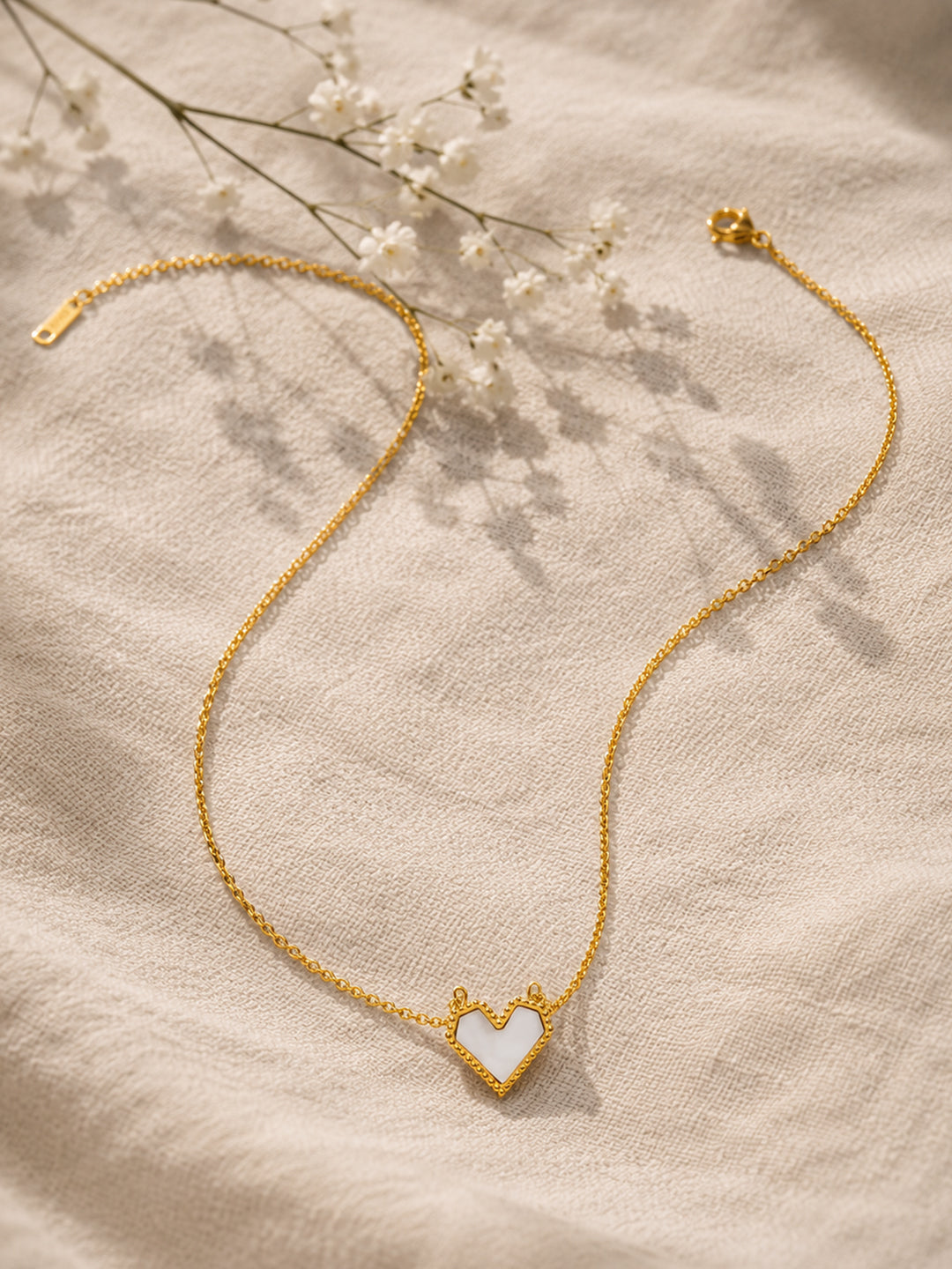 Demi Fine 18K Gold Plated Stainless steel Enamel Heart Pendant Chain Necklace Length - 21.2 cm