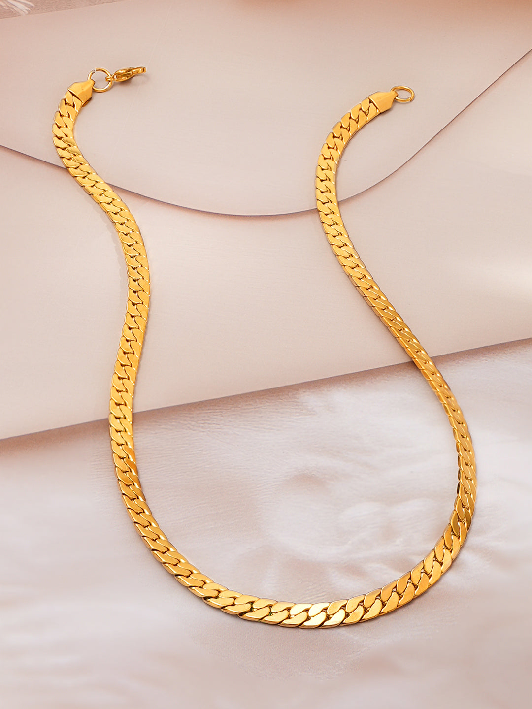 Demi Fine 18K Gold Plated Stainless steel Wide Curb Chain Necklace Length - 43 cm