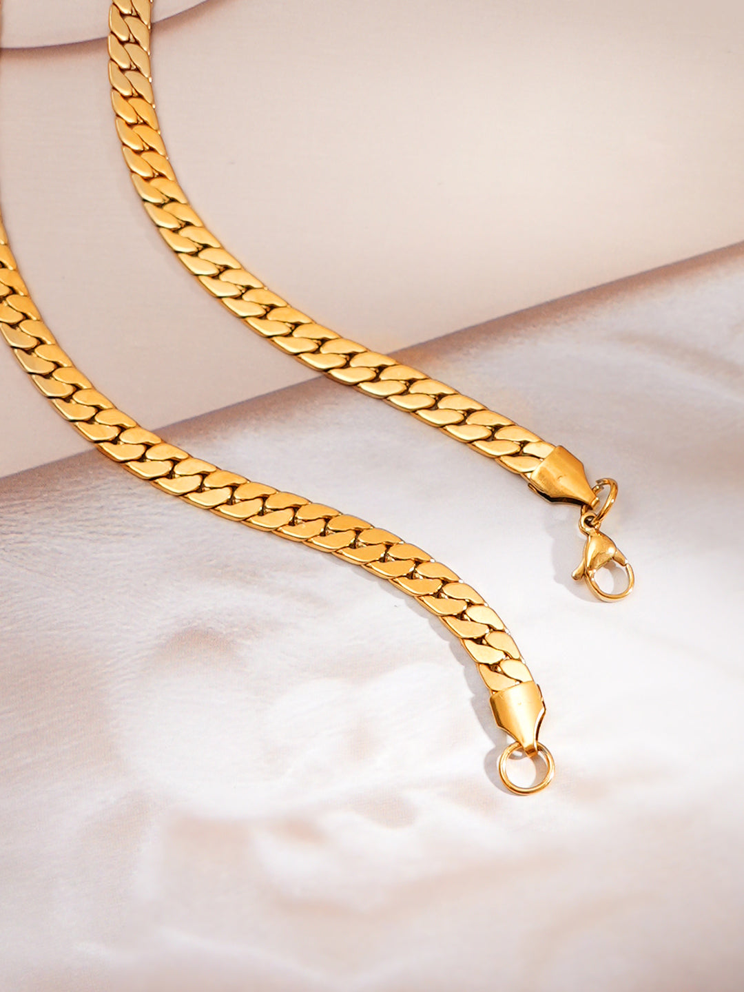 Demi Fine 18K Gold Plated Stainless steel Wide Curb Chain Necklace Length - 43 cm
