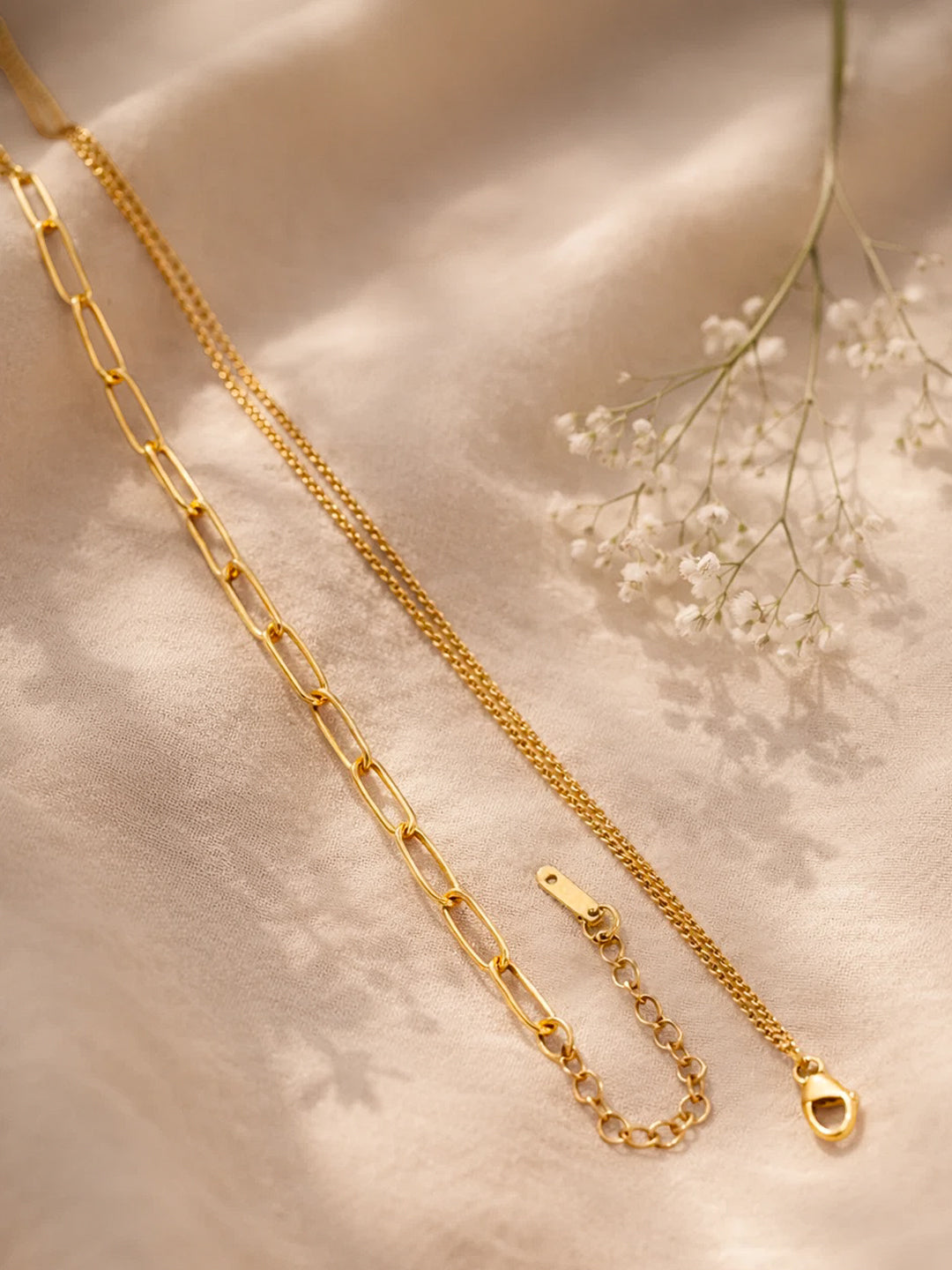 Demi Fine 18K Gold Plated Stainless steel Paperclip Chain Ball Pendant Necklace Length - 20.3 cm