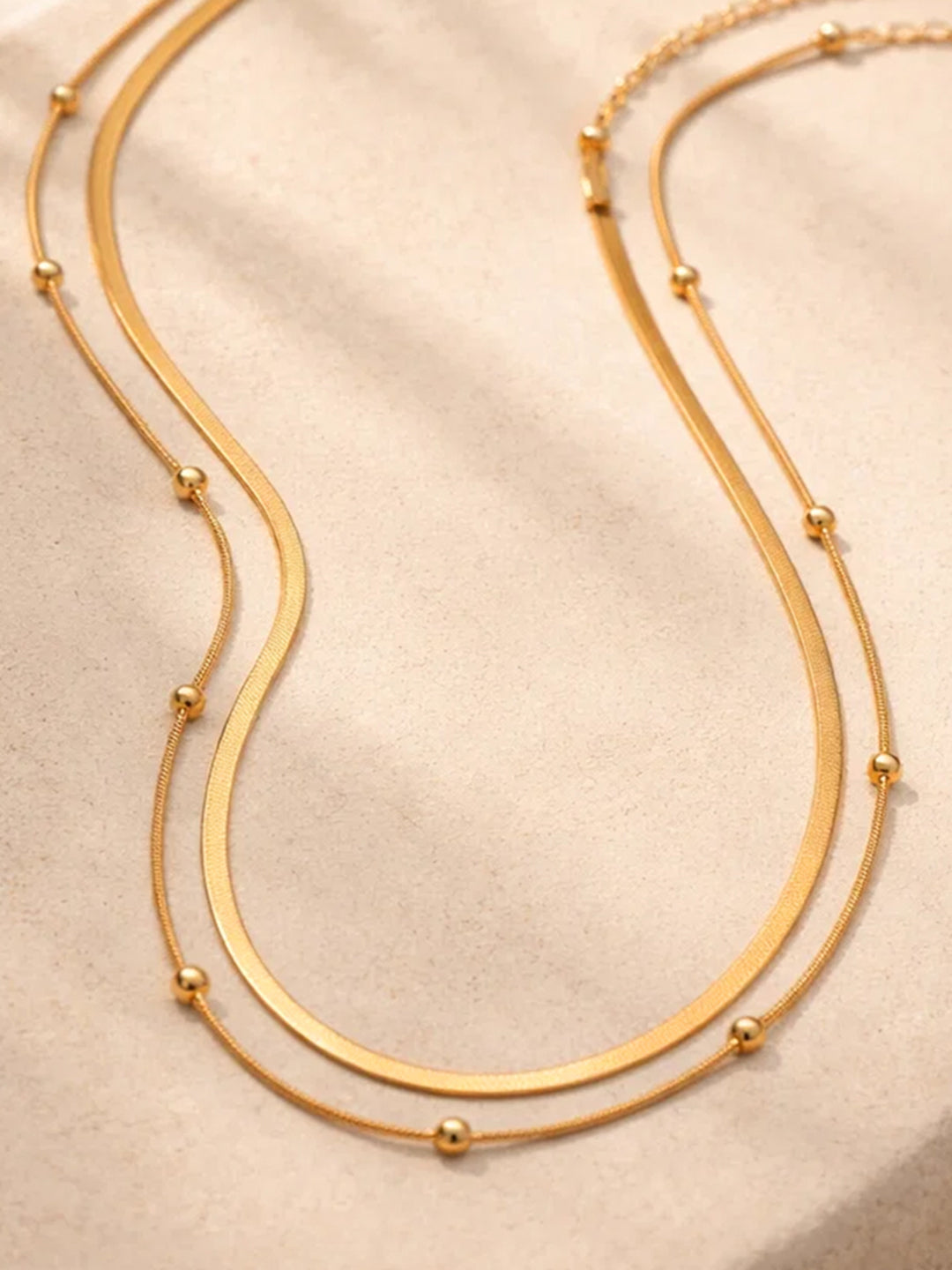 Demi Fine 18K Gold Plated Stainless steel Layered Snake Chain Necklace Length - 19.6 cm