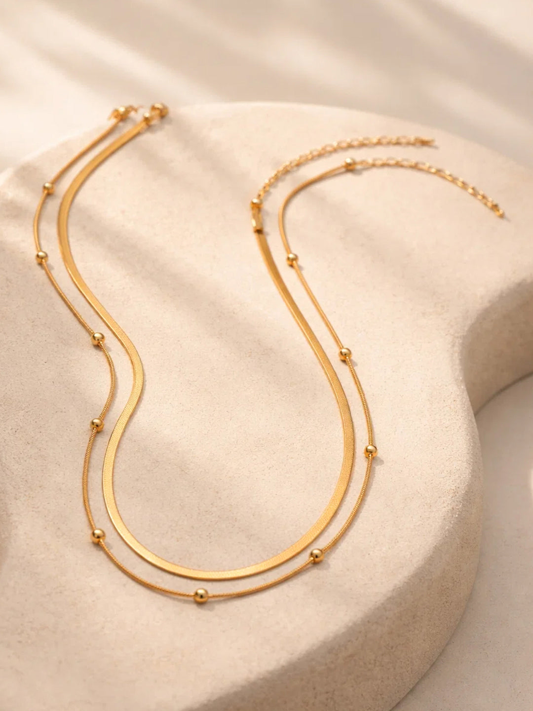 Demi Fine 18K Gold Plated Stainless steel Layered Snake Chain Necklace Length - 19.6 cm
