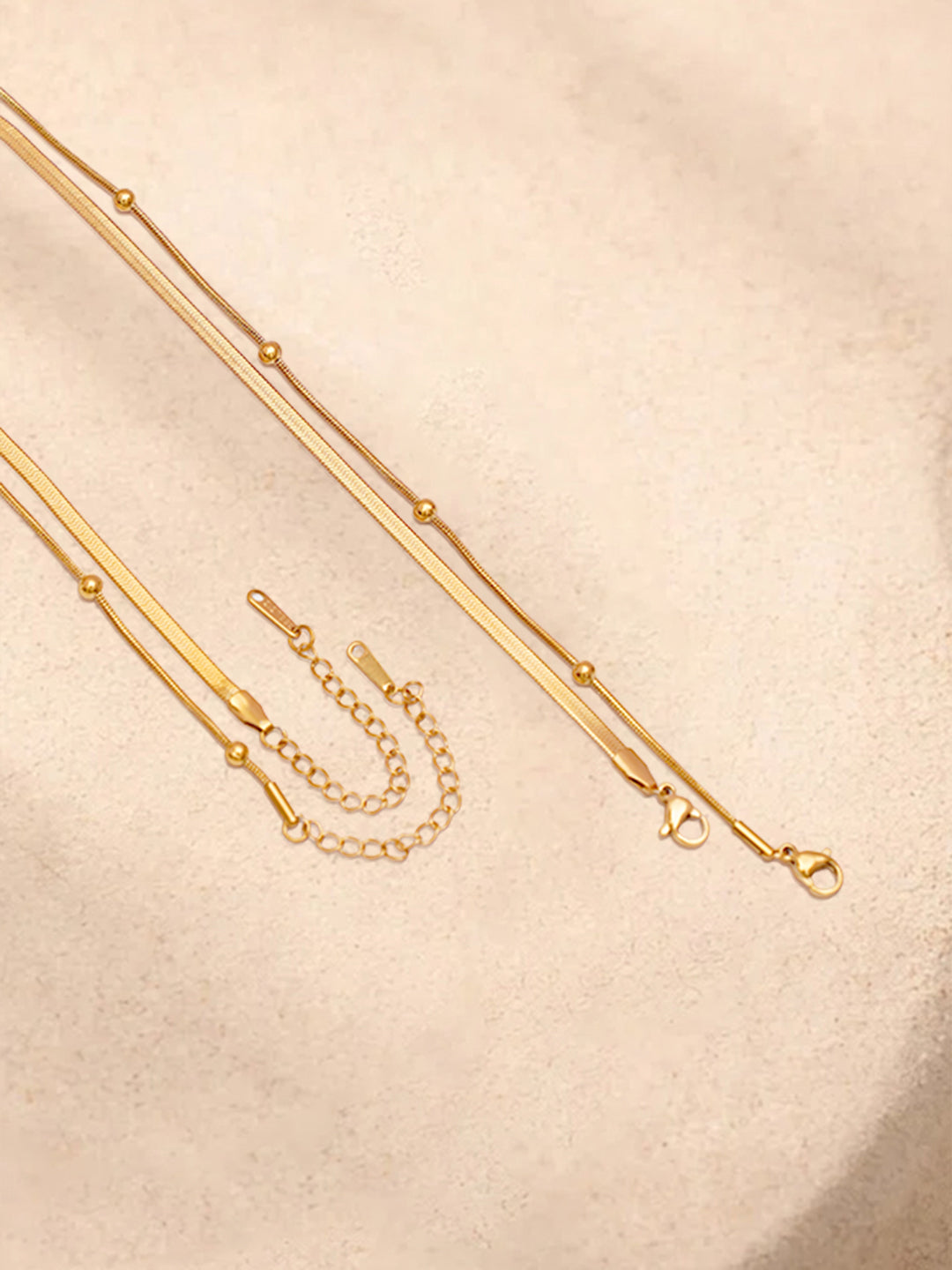 Demi Fine 18K Gold Plated Stainless steel Layered Snake Chain Necklace Length - 19.6 cm