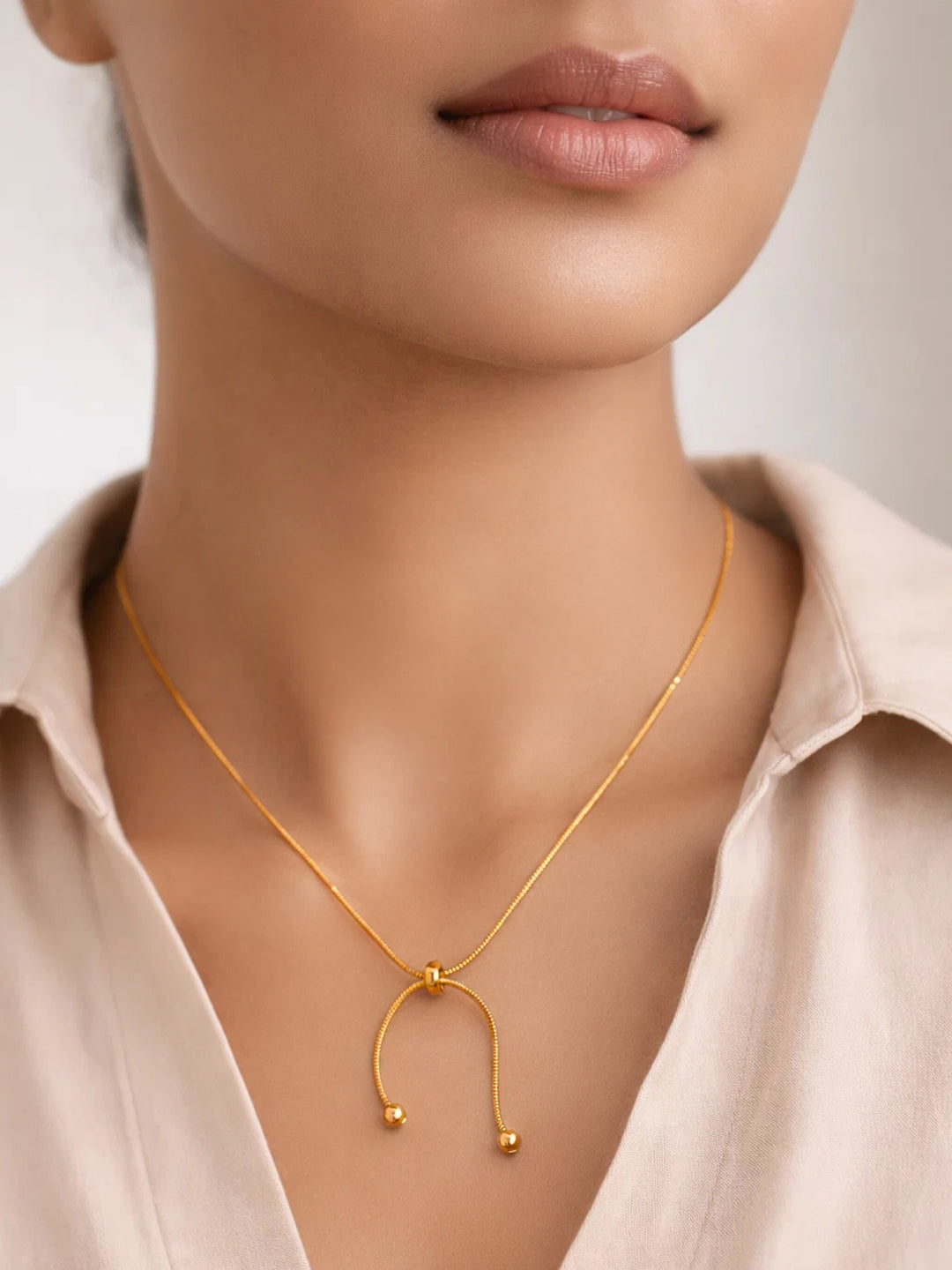 Demi Fine 18K Gold Plated Stainless steel Knot Style Drop Chain Necklace Length - 29.5 cm