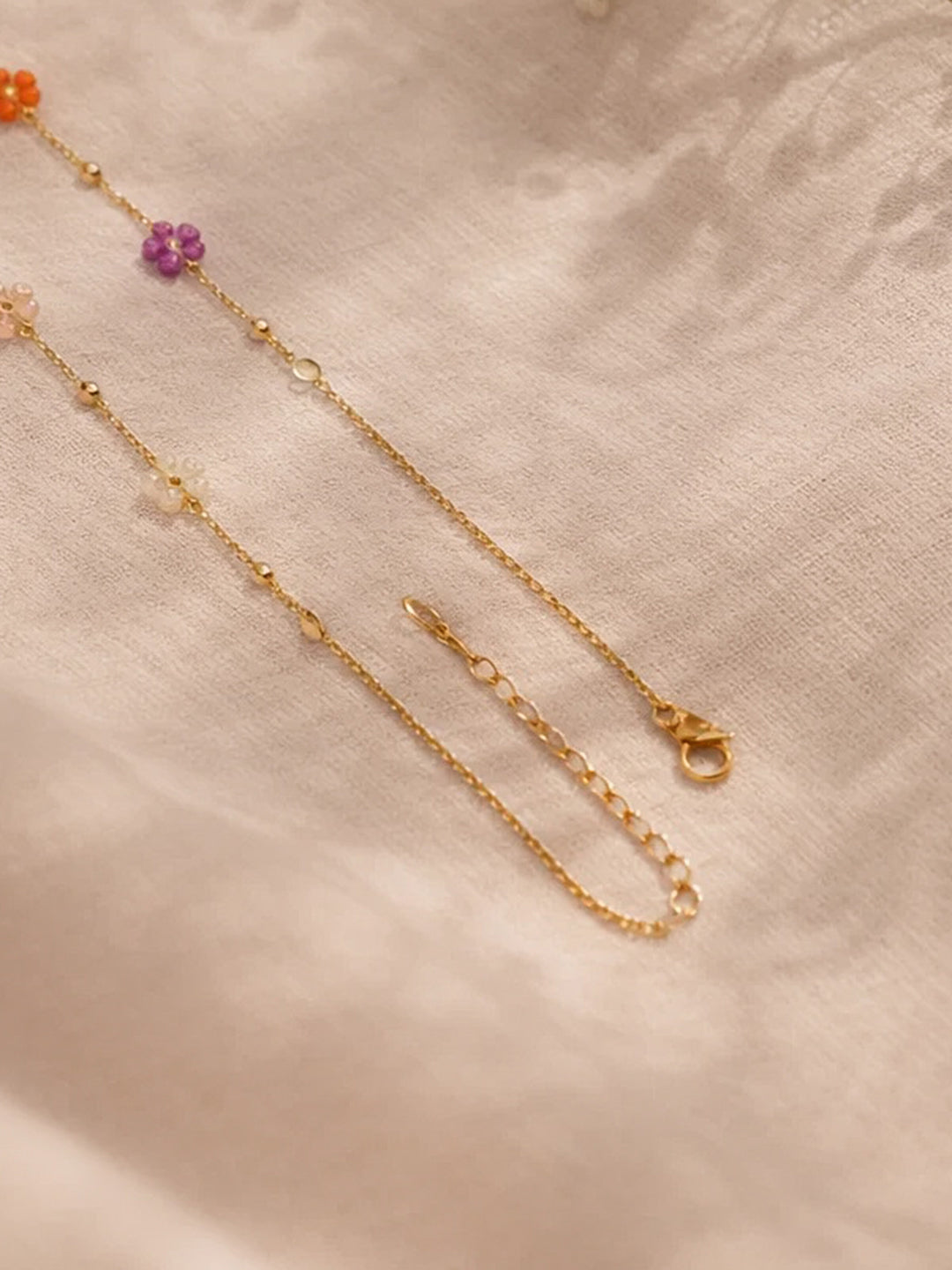 Demi Fine 18K Gold Plated Stainless steel Mini Multi-Floral Charm Necklace Length - 20.7 cm
