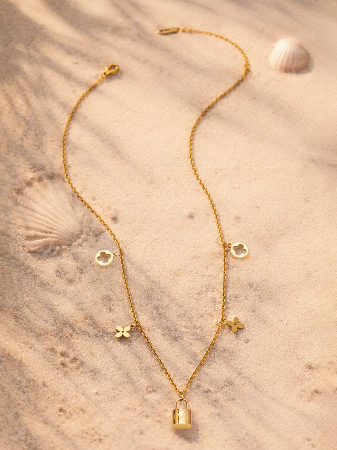 Demi Fine 18K Gold Plated Stainless steel Multi Charm Pendant Chain Necklace Length - 21 cm