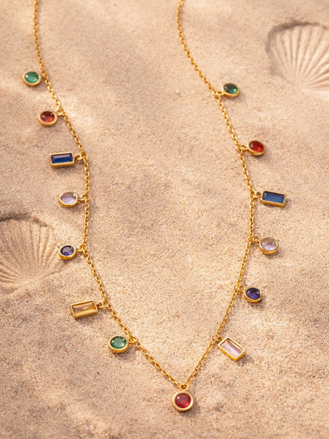 Demi Fine 18K Gold Plated Stainless steel Multi-Zircon Charm Chain Necklace Length - 20 cm