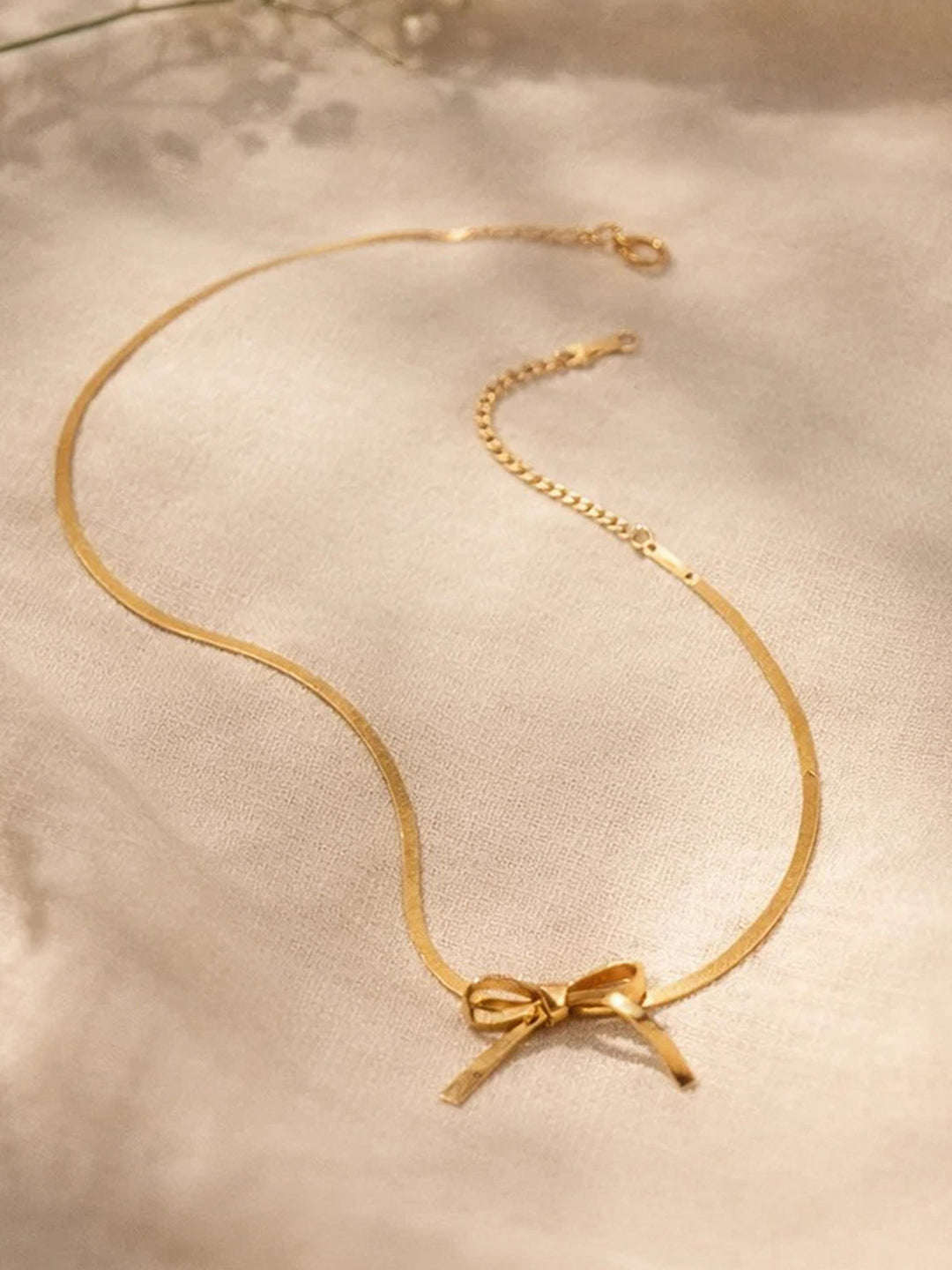 Demi Fine 18K Gold Plated Stainless steel Bow Knot Snake Chain Necklace Length - 17.2 cm