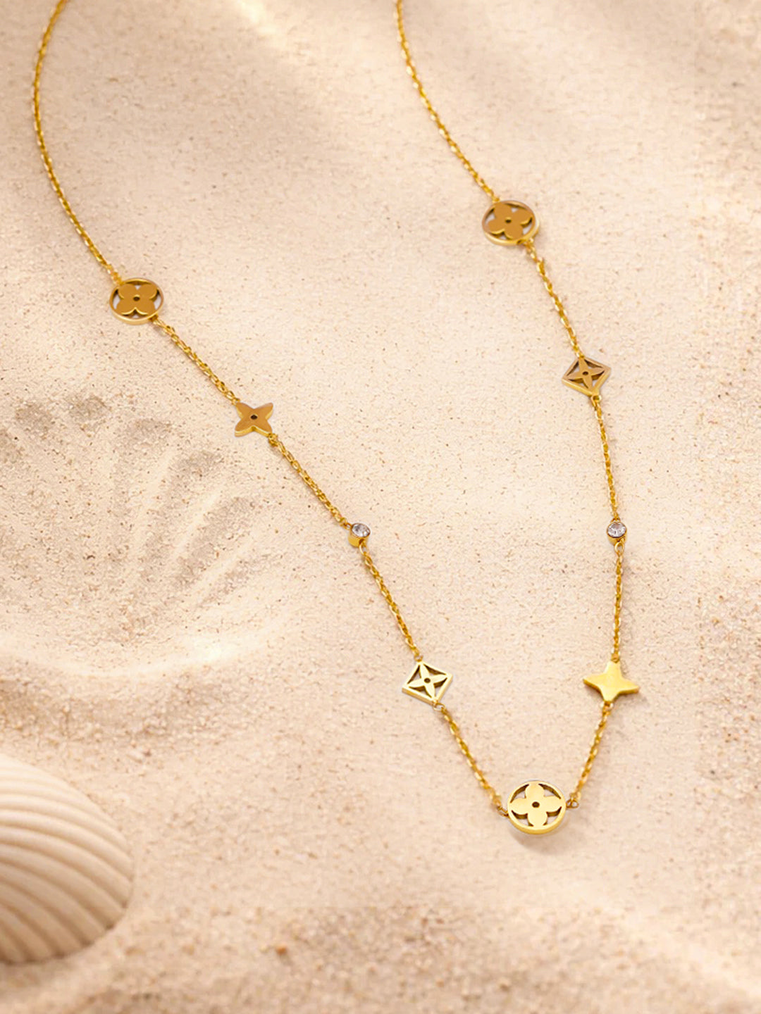 Demi Fine 18K Gold Plated Stainless steel Mini Multi-Charm Chain Necklace Length - 20 cm