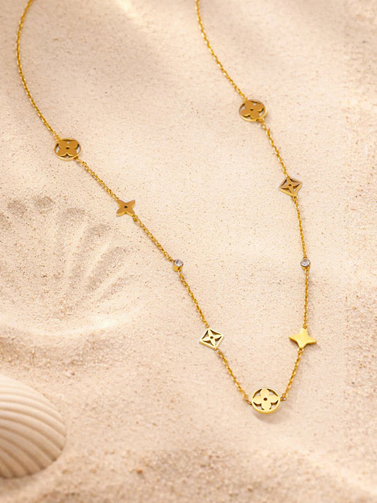 Demi Fine 18K Gold Plated Stainless steel Mini Multi-Charm Chain Necklace Length - 20 cm