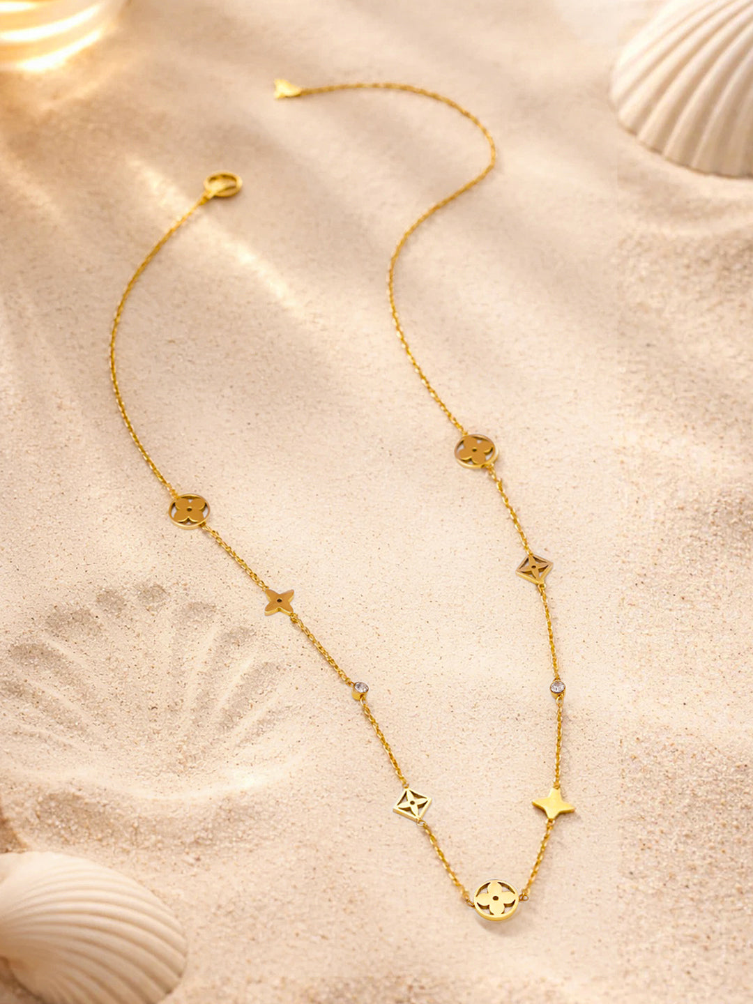 Demi Fine 18K Gold Plated Stainless steel Mini Multi-Charm Chain Necklace Length - 20 cm