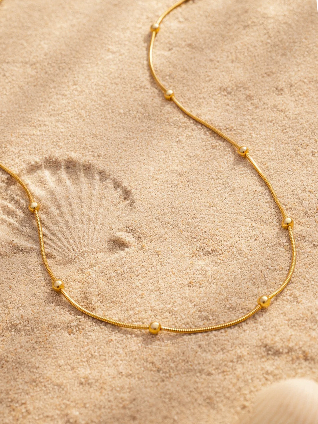 Demi Fine 18K Gold Plated Stainless steel Gold Beaded Chain Necklace Length - 20.2 cm