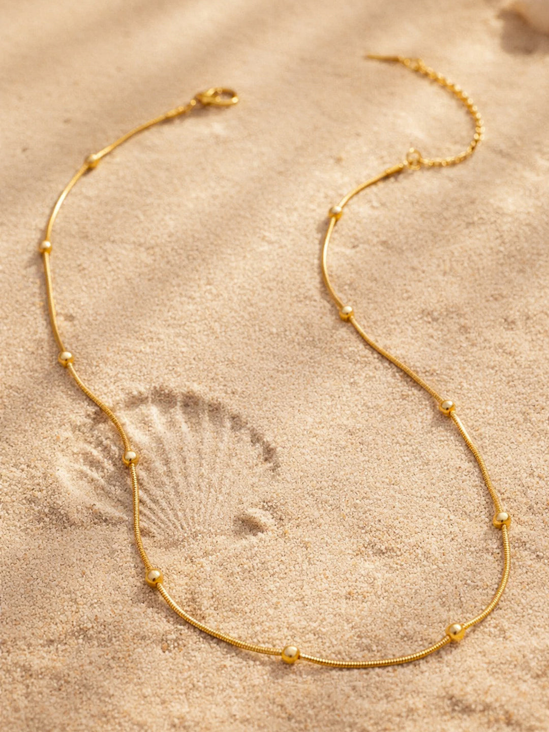 Demi Fine 18K Gold Plated Stainless steel Gold Beaded Chain Necklace Length - 20.2 cm