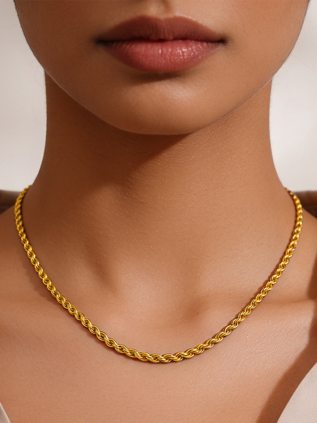 Demi Fine 18K Gold Plated Stainless steel Rope Chain Necklace Length - 19.3 cm