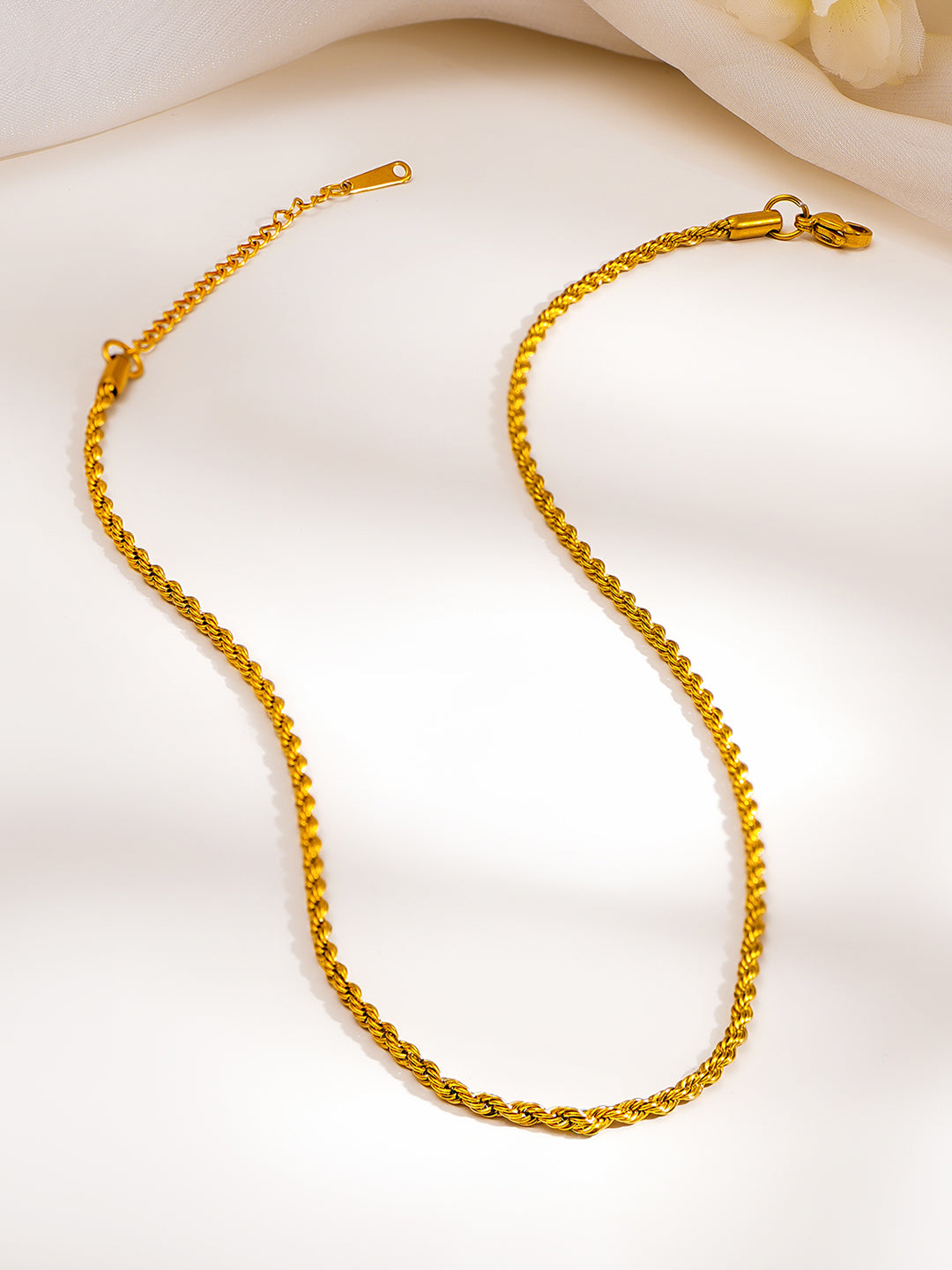 Demi Fine 18K Gold Plated Stainless steel Rope Chain Necklace Length - 19.3 cm