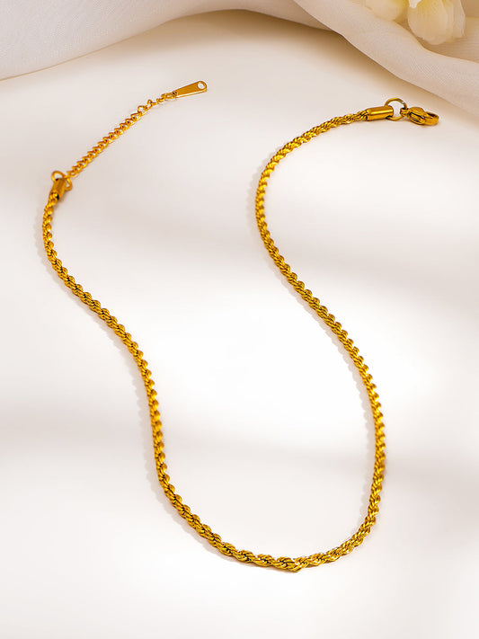 Demi Fine 18K Gold Plated Stainless steel Rope Chain Necklace Length - 19.3 cm