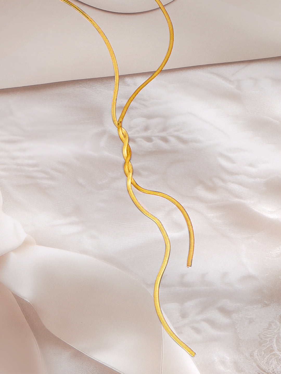 Demi Fine 18K Gold Plated Stainless steel Snake Chain Lariat Drop Necklace Length - 38.7 cm