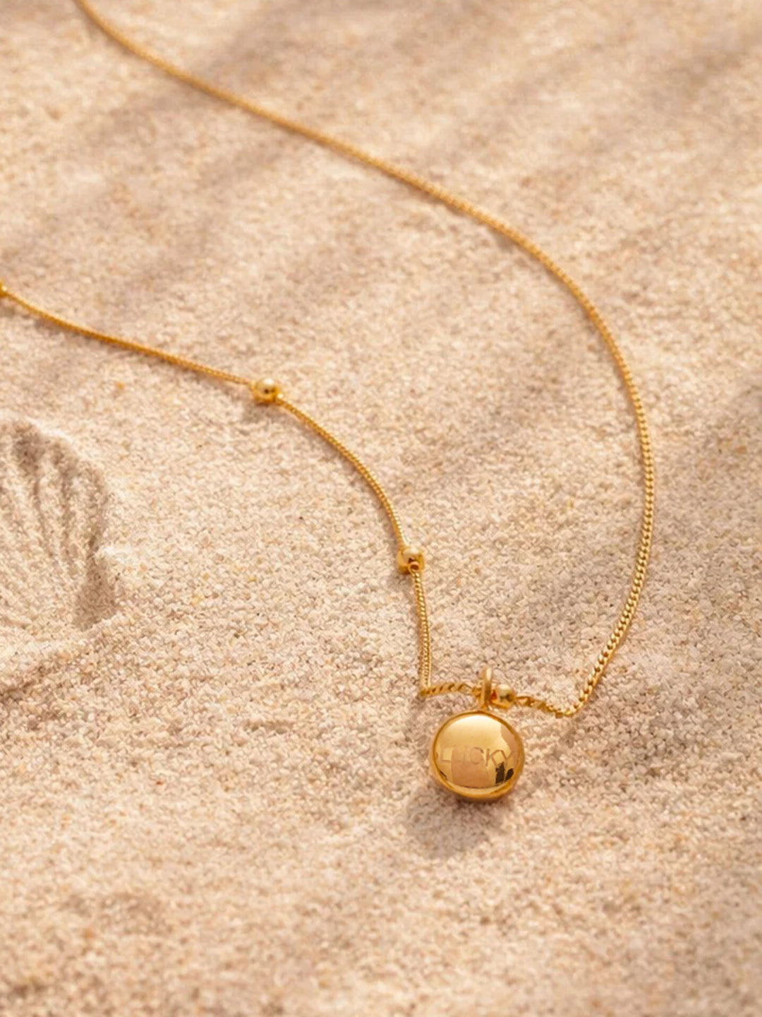 Demi Fine 18K Gold Plated Stainless steel Minimal Ball Pendant Bead Necklace Length - 20.3 cm