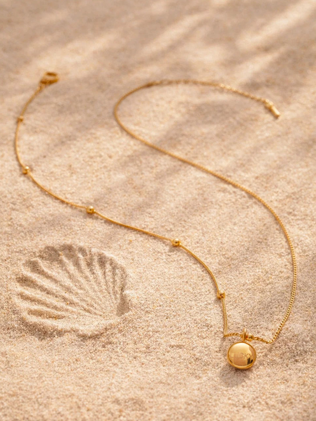 Demi Fine 18K Gold Plated Stainless steel Minimal Ball Pendant Bead Necklace Length - 20.3 cm