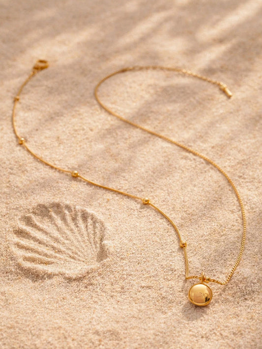 Demi Fine 18K Gold Plated Stainless steel Minimal Ball Pendant Bead Necklace Length - 20.3 cm