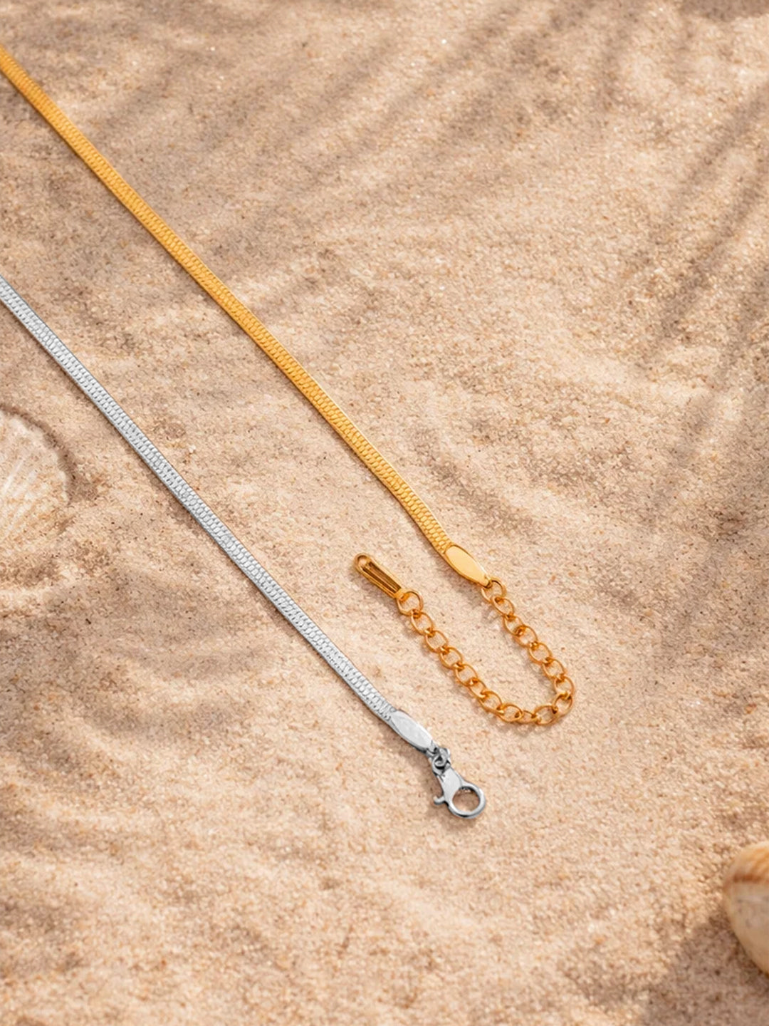 Demi Fine Dual Tone Stainless steel Snake Chain Lariat Drop Necklace Length - 35.2 cm