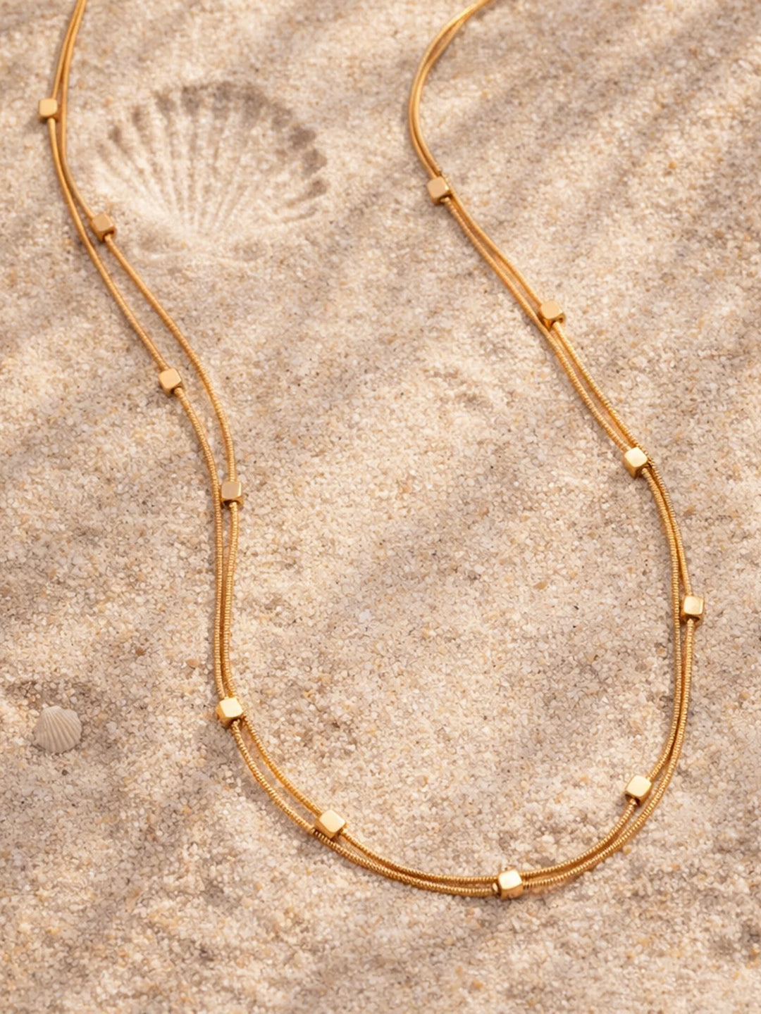 Demi Fine 18K Gold Plated Stainless steel Layered Snake Chain Disc Necklace Length - 19.9 cm