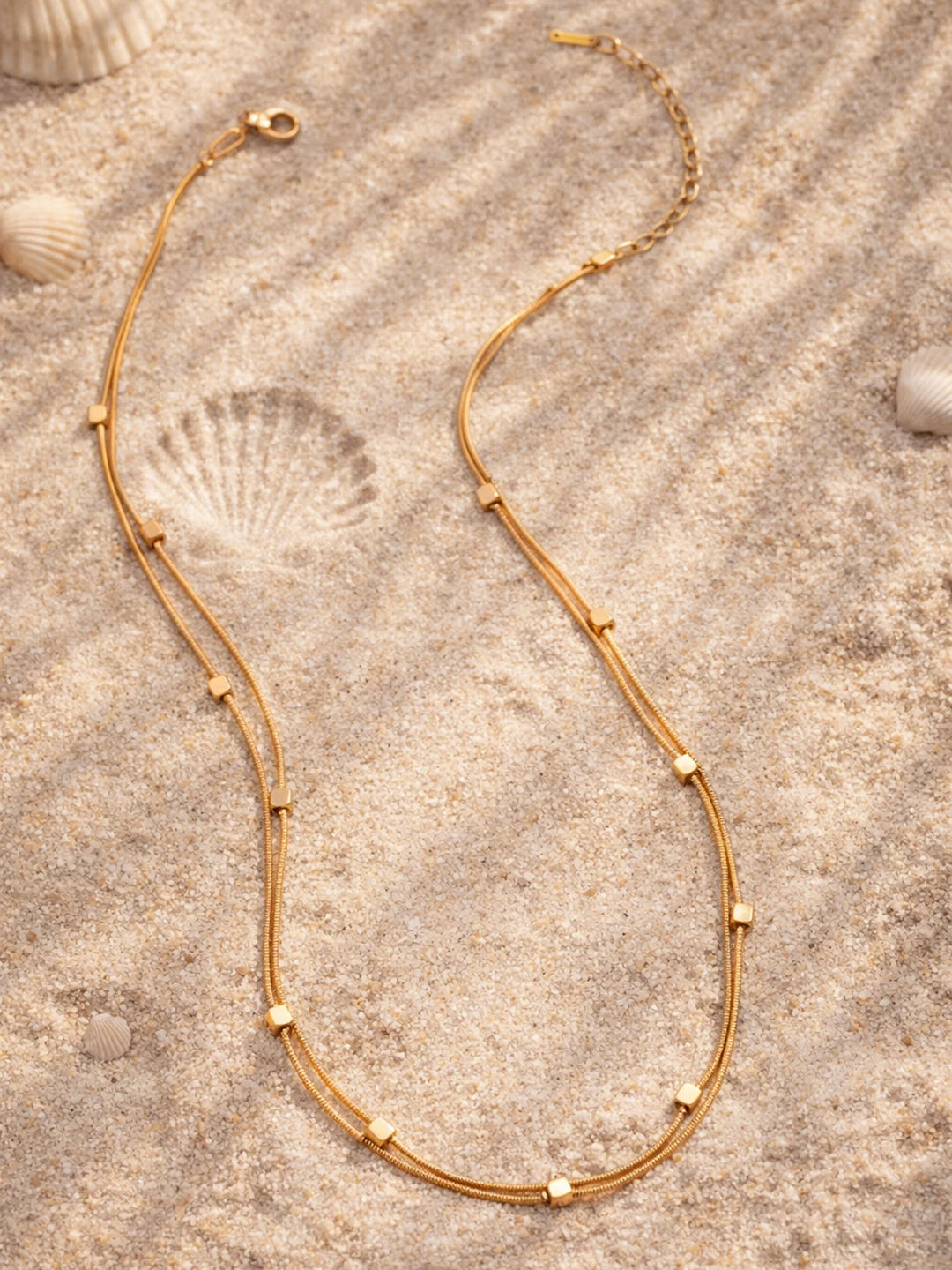 Demi Fine 18K Gold Plated Stainless steel Layered Snake Chain Disc Necklace Length - 19.9 cm
