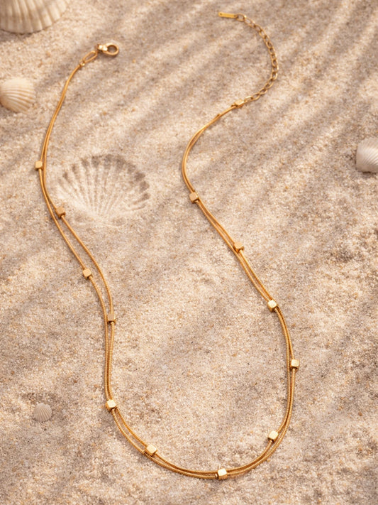 Demi Fine 18K Gold Plated Stainless steel Layered Snake Chain Disc Necklace Length - 19.9 cm