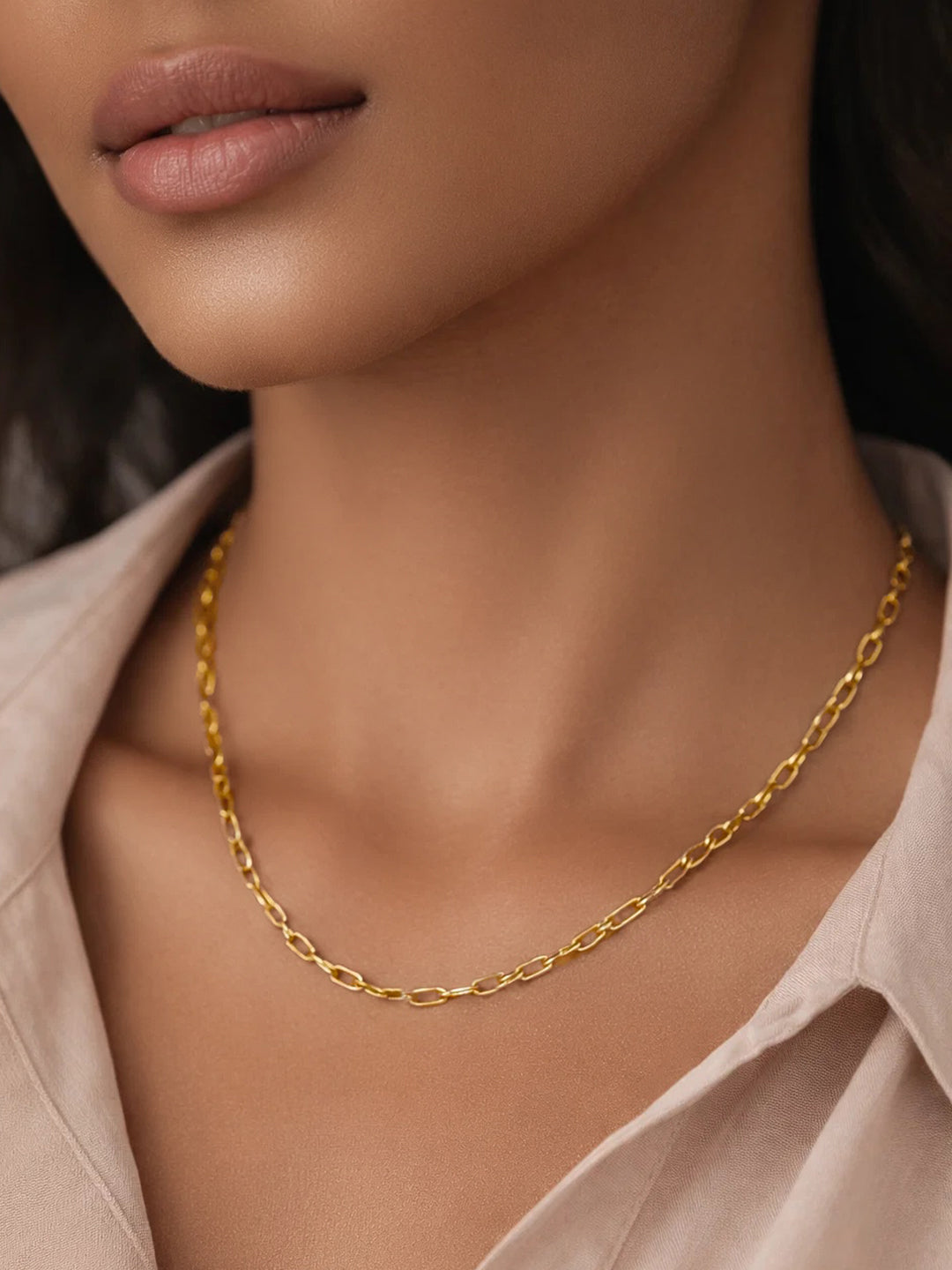 Demi Fine 18K Gold Plated Stainless steel Paperclip Chain Necklace Length - 20.5 cm