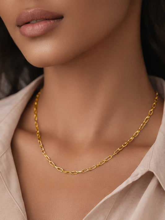 Demi Fine 18K Gold Plated Stainless steel Paperclip Chain Necklace Length - 20.5 cm