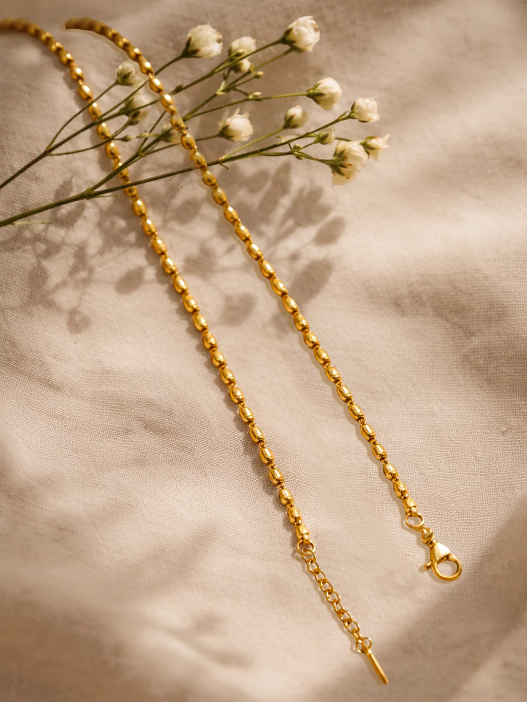 Demi Fine 18K Gold Plated Stainless steel Oval Pearl Chain Necklace Length - 23 cm