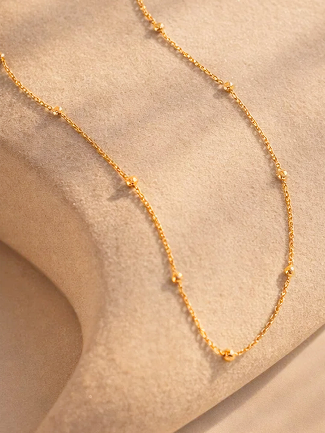 Demi Fine 18K Gold Plated Stainless steel Ball Beaded Chain Necklace Length - 19.3 cm