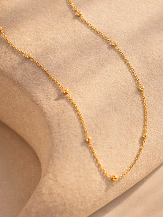 Demi Fine 18K Gold Plated Stainless steel Ball Beaded Chain Necklace Length - 19.3 cm