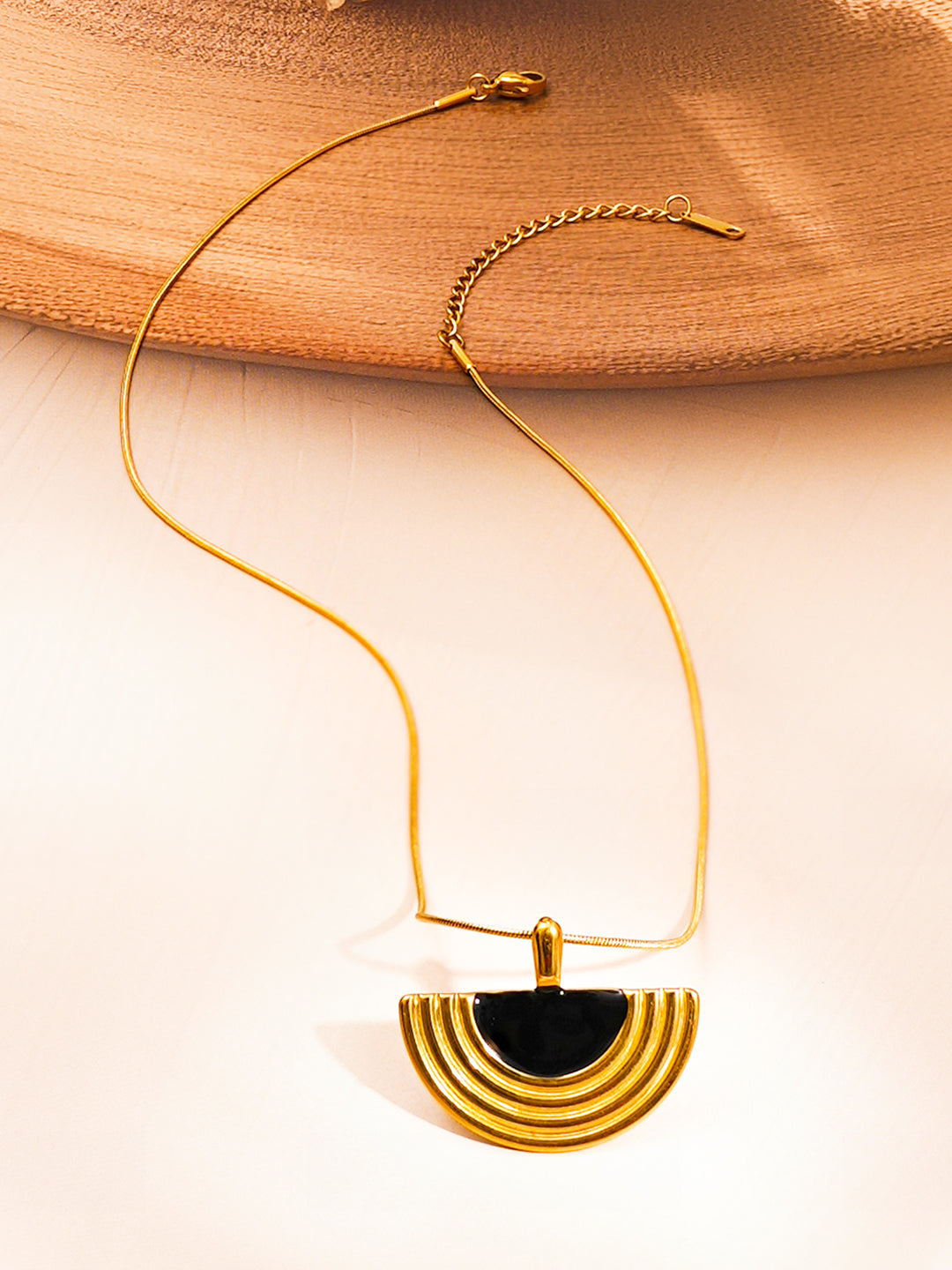 Demi Fine 18K Gold Plated Stainless steel Half Moon Pendant Choker Necklace Length - 21.2 cm